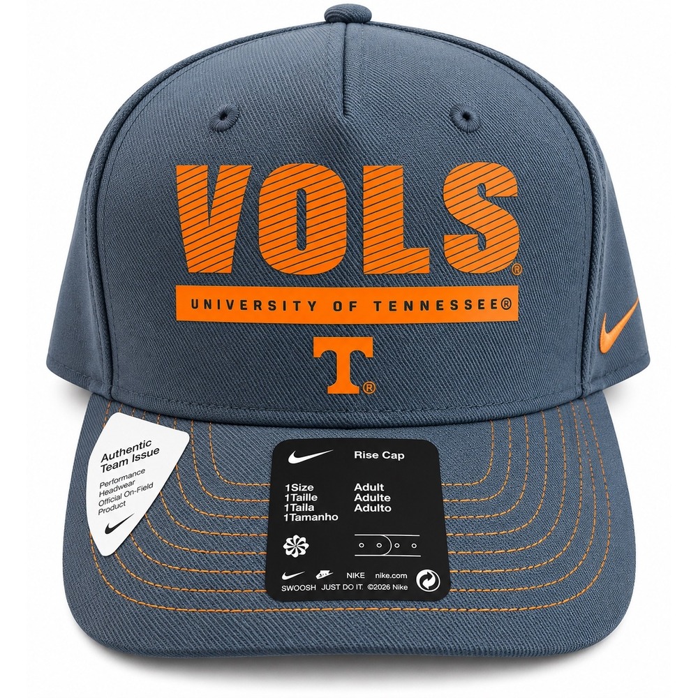 Nike University of Tennessee Vols Rise Structured Adjustable Snapback Hat Grey